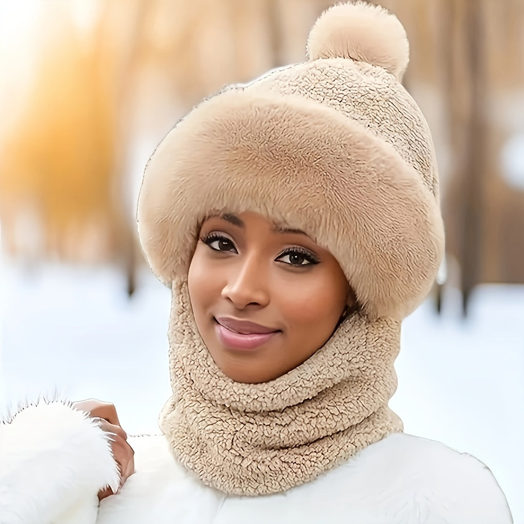 WW | Mütze & Schal Set - Weich & Warm - Mit Pompon - Für Damen