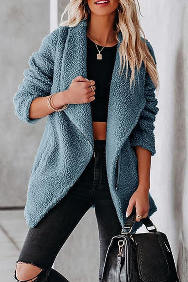 WW | lässige Lammlederjacke mit Reißverschlusstaschen und Kastenveloursjacke