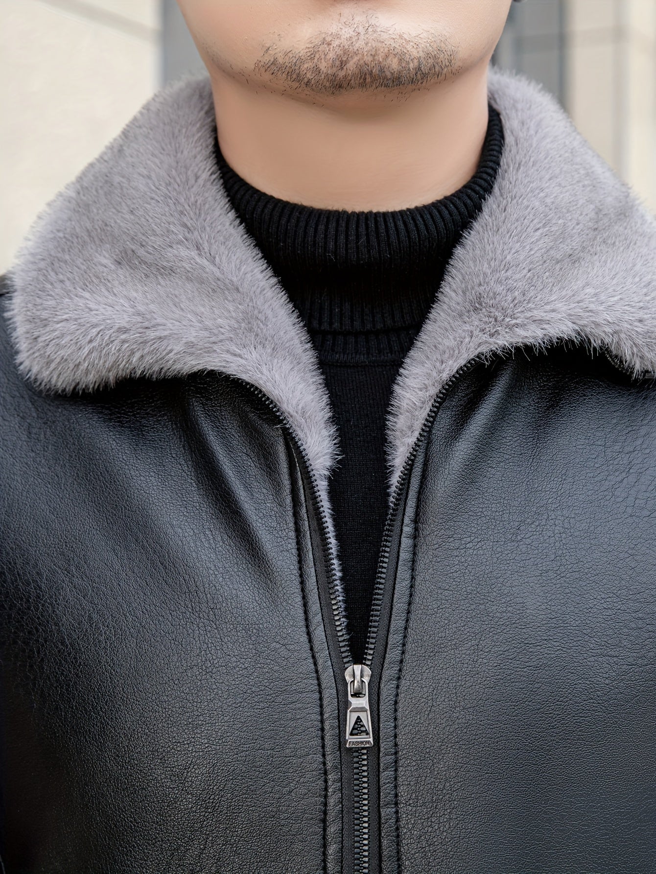 WW | Reißverschluss Mit Revers Kunstleder Winterjacke - Perfekt für Winter