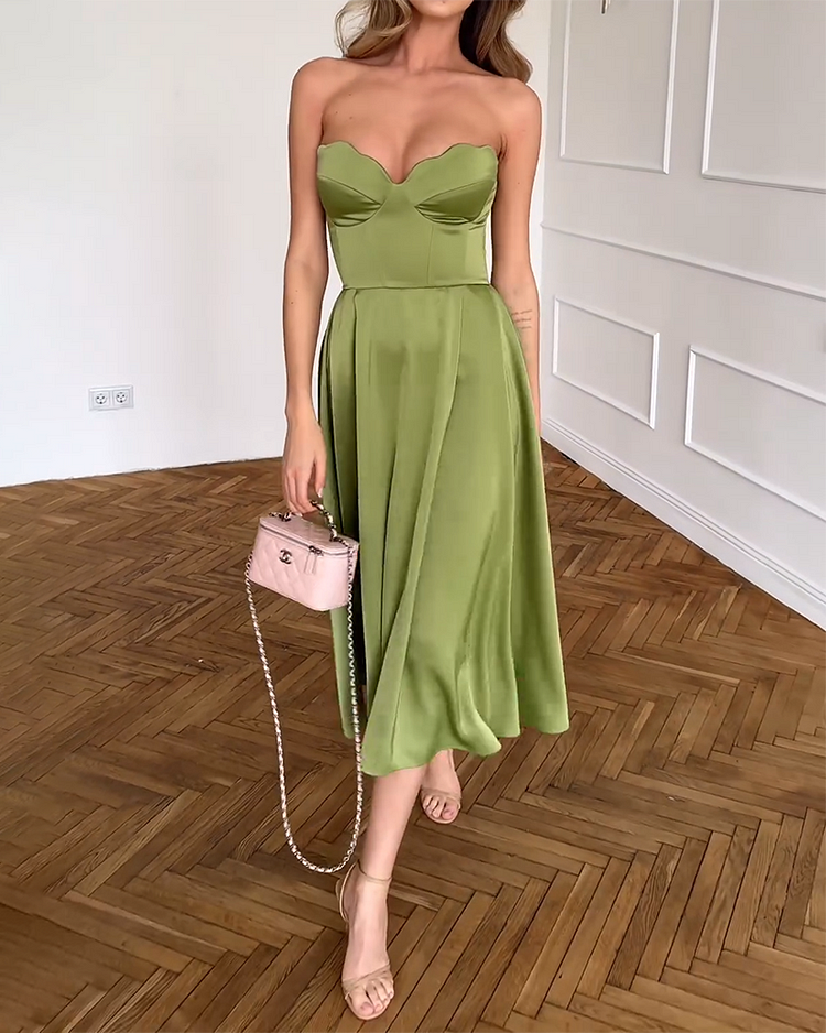 Bianca - Chic, strapless midi dress