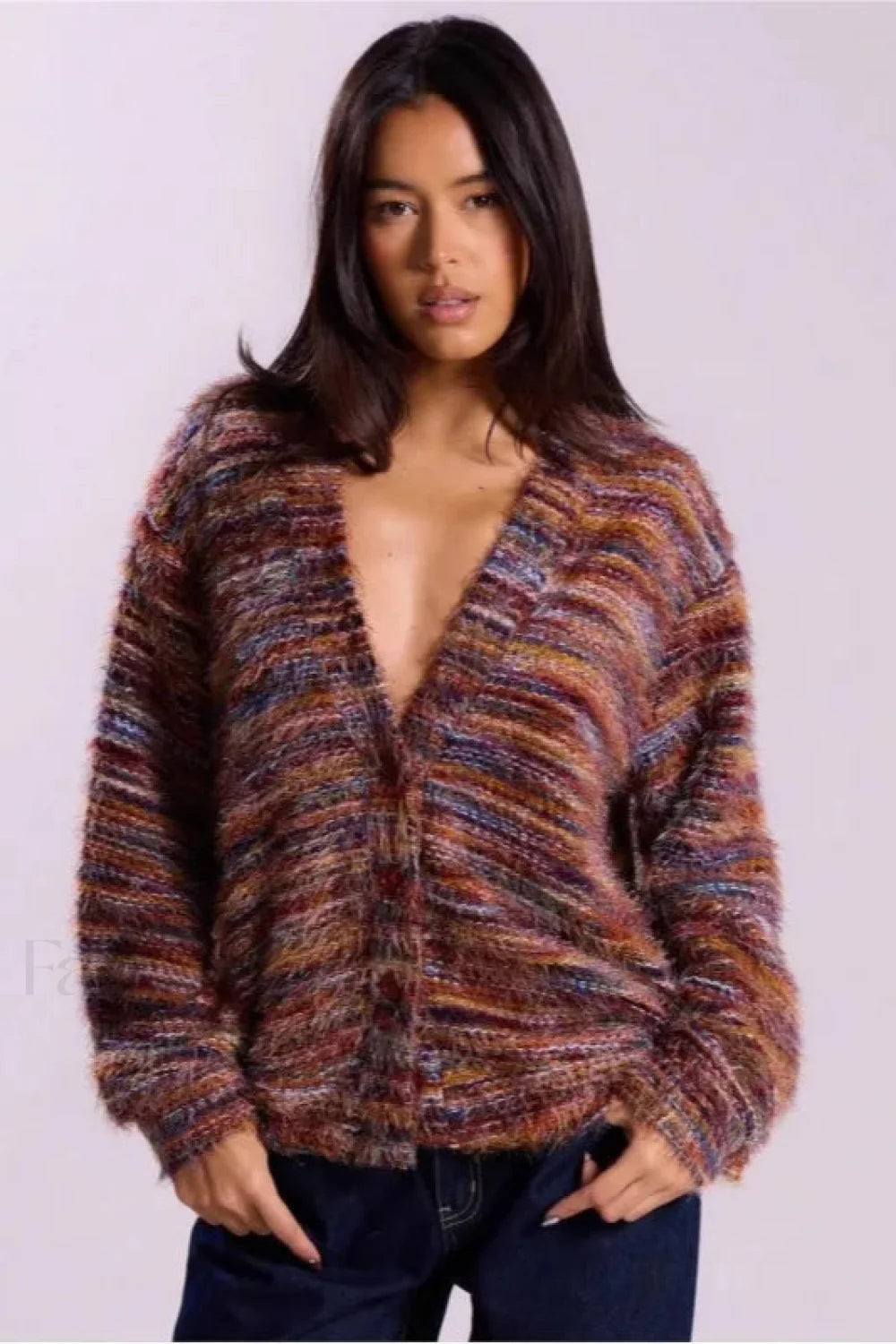 WW | Cozy vintage striped cardigan with V-neck
