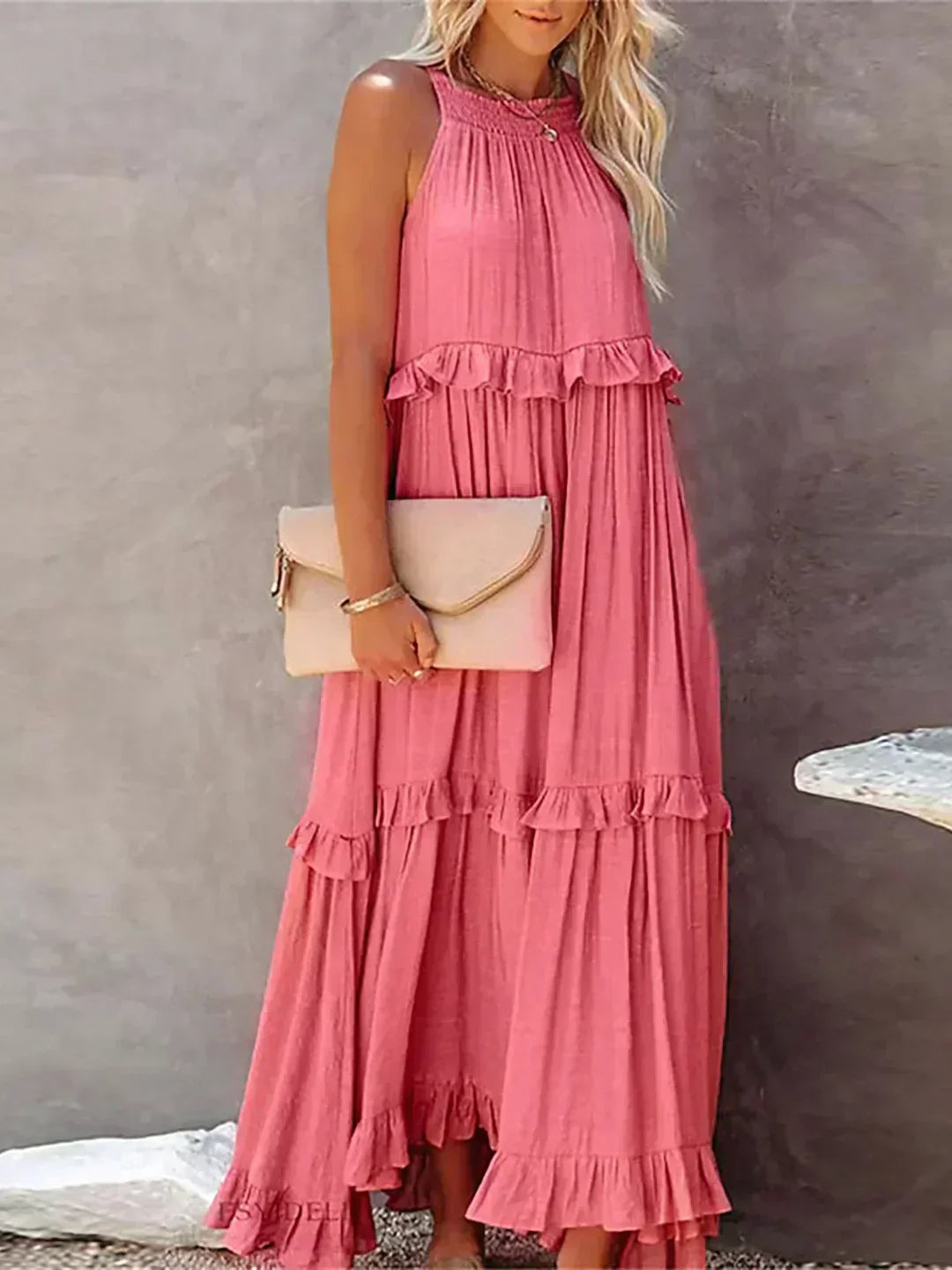 Sarah | Maxi Dress with Ruffles and Halter Neck