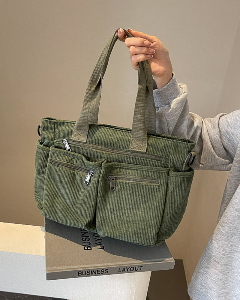 WW | Solid-colored railroad fleece shopping bag
