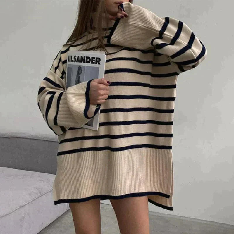 WW | Strickpullover - Oversized Fit - Weicher Rollkragen - Langer Ärmel Freizeit Design