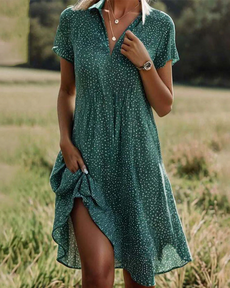 WW | Lässiges Grünes Kleid mit Hemdkragen