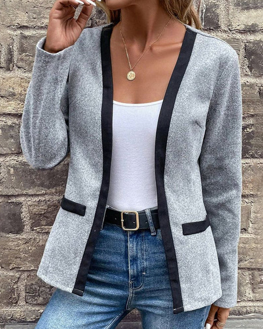 WW | Grau Strickwintermantel für Damen, gemütlich und elegant