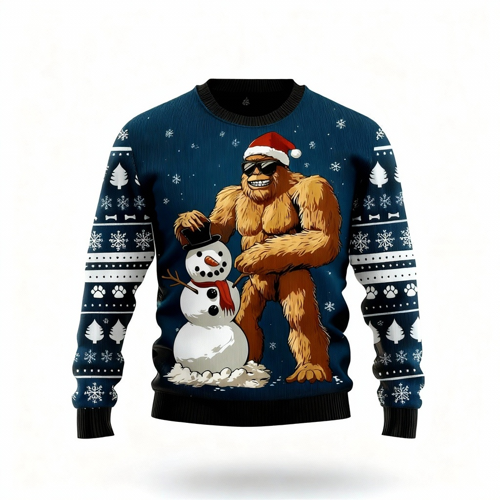 WW | Animal and Snowman Pattern Print - Vintage Christmas Icon Ugly Sweater