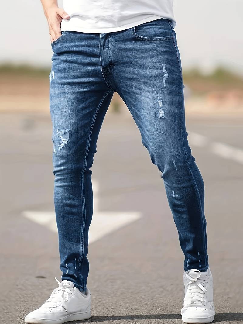 WW | Skinny Fit Jeans with Rips - Stretch Denim Pants for Everyday & Streetwear Style