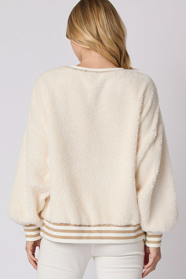 WW | Weihnachtsbuchstaben Strass Langarm Rundhalsausschnitt Sweatshirt