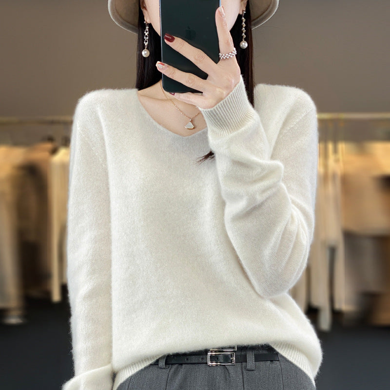 WW | Lockere Damenpullover mit V-Ausschnitt für Herbst und Winter