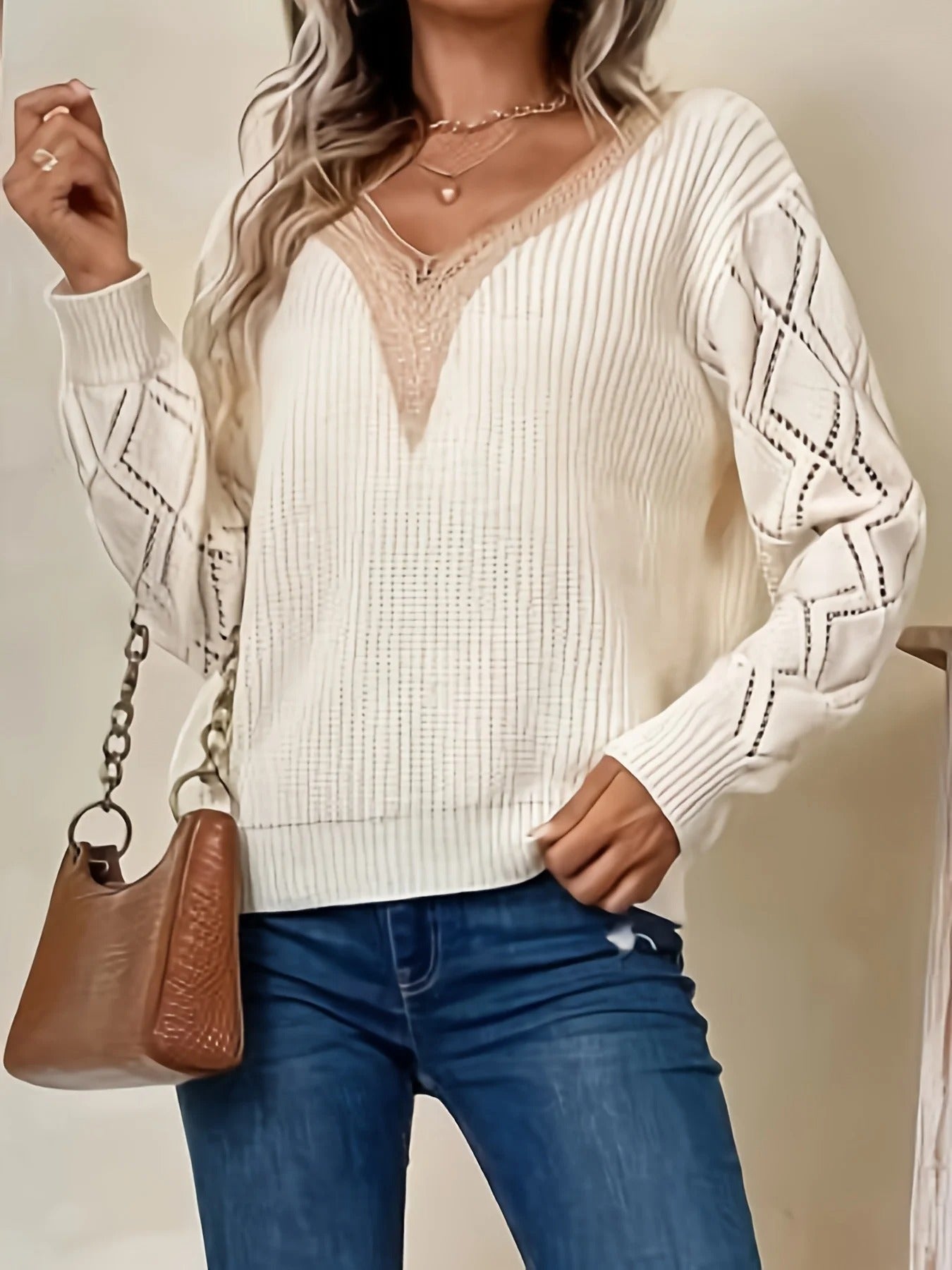 WW | Stylish V-Neck Knit Sweater