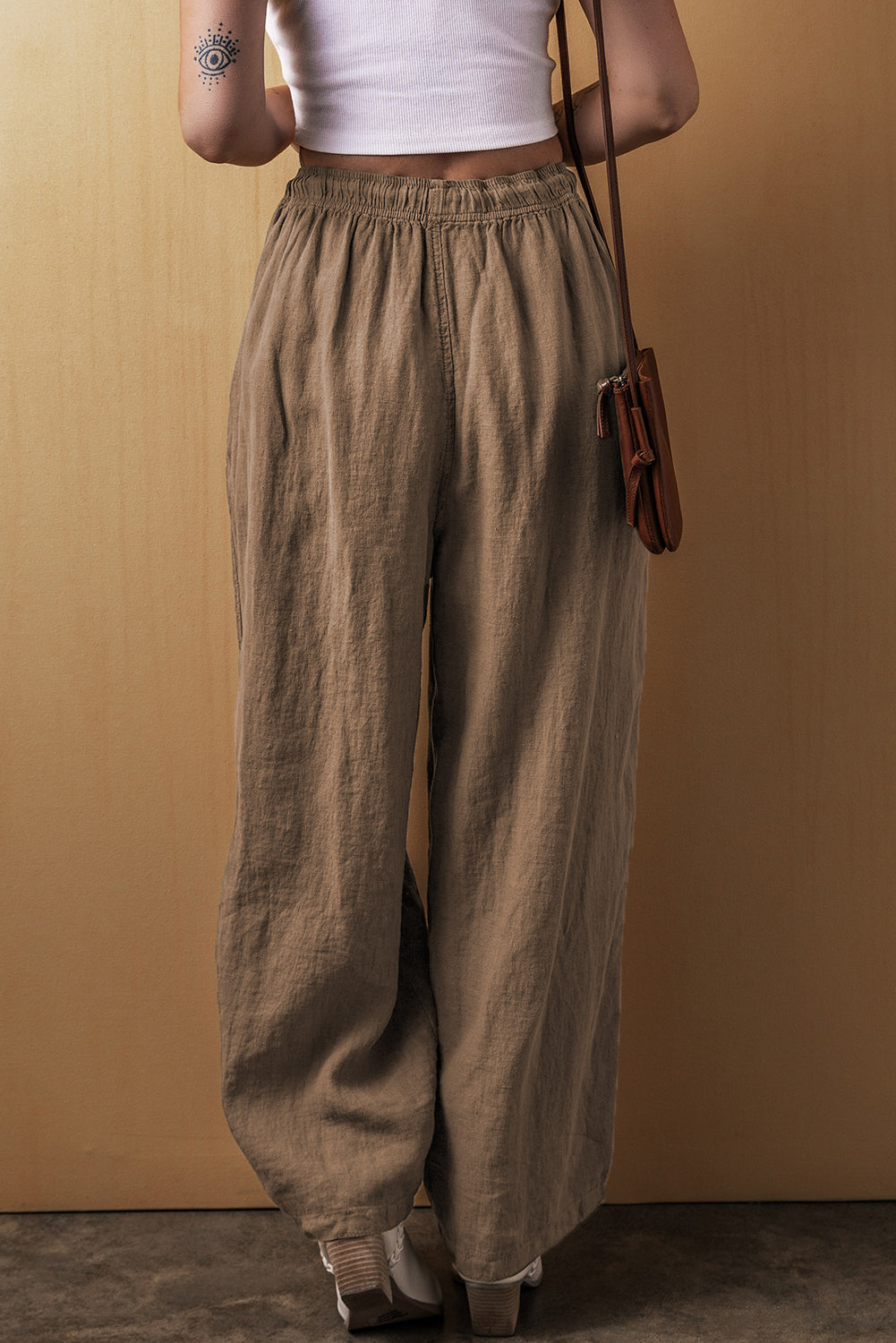 WW | Palm Cotton Linen Wide Leg Trousers For Women