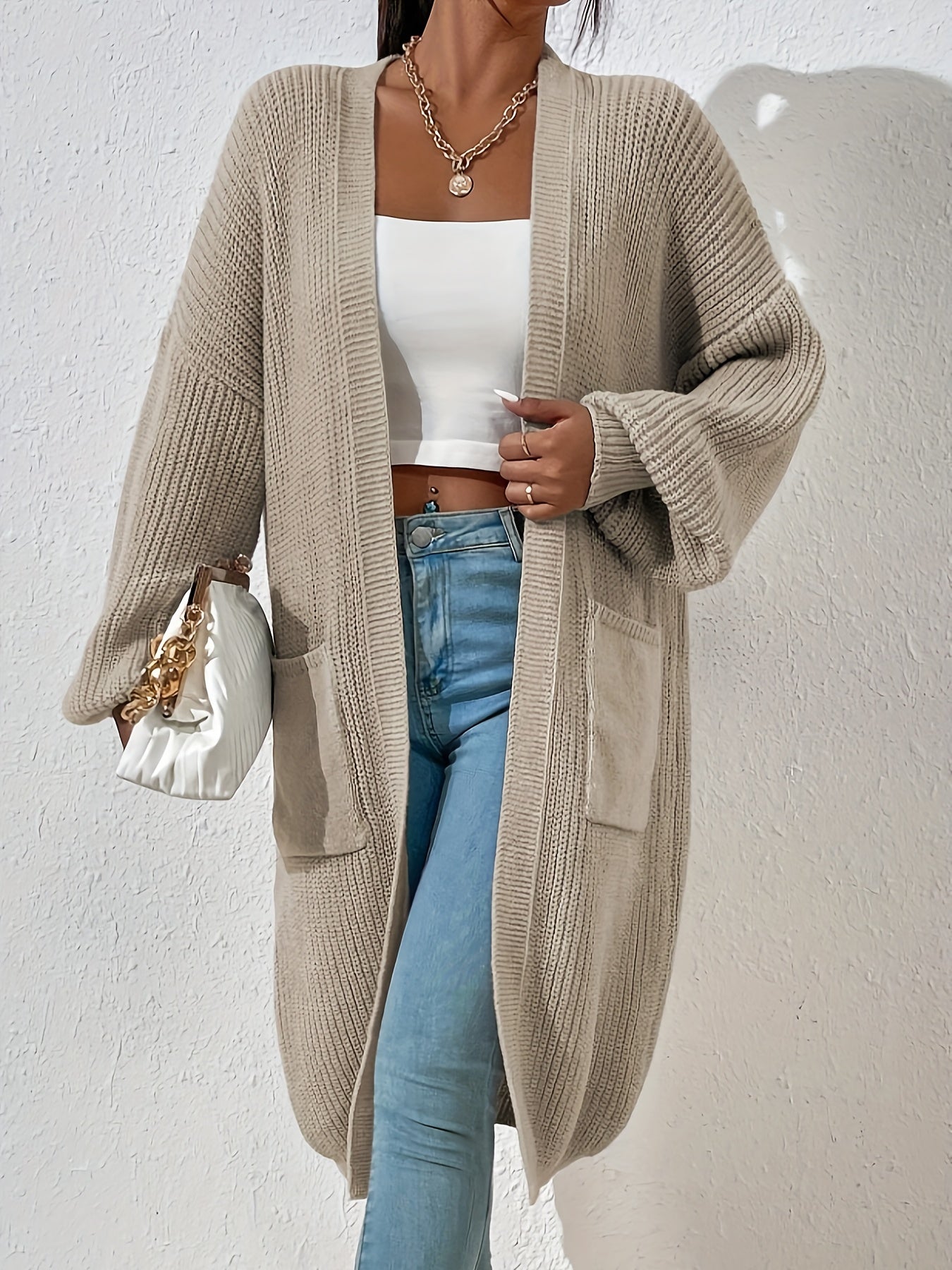 WW | Knitted Cardigan - Open Cut, Long & Comfortable for Everyday & Leisure