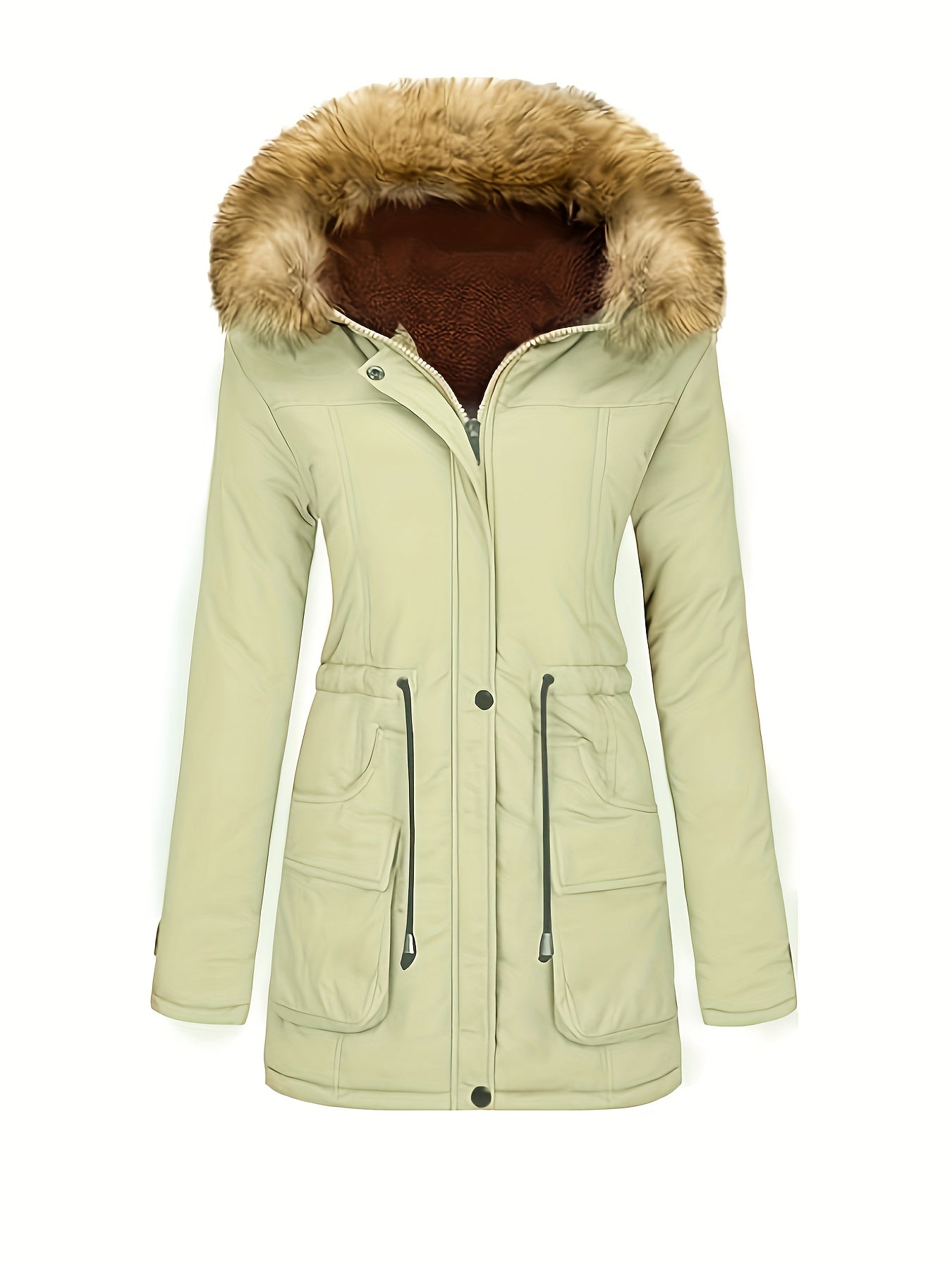 WW | Women's Fleece Parka Winter Jacket with Vegan Fur Hood - Perfect for Outdoor Activities