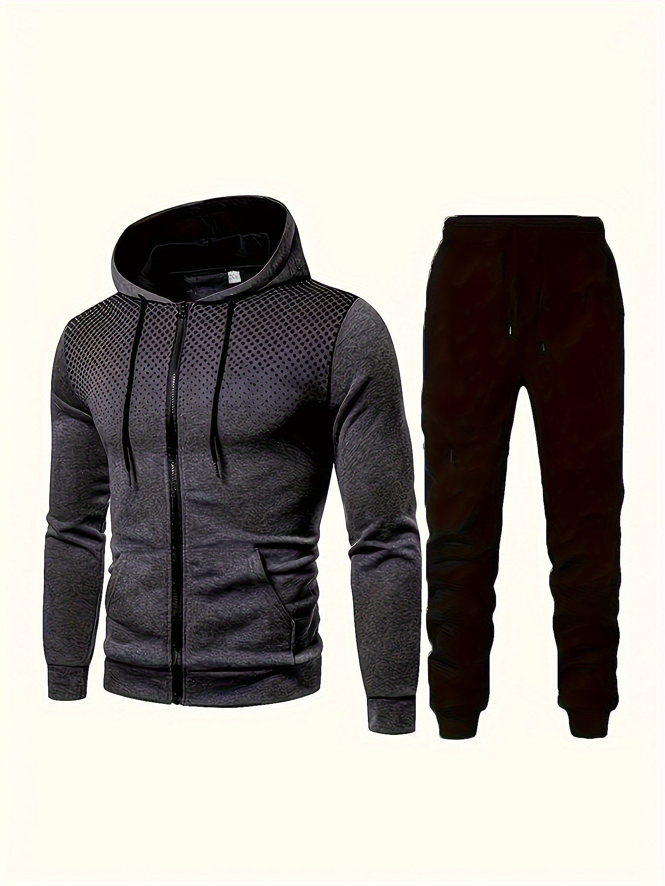 WW | Fleece Sweatshirt Tracksuit with Hooded Long Sleeve and Drawstring Trousers for Men - Perfect for Leisure Activities