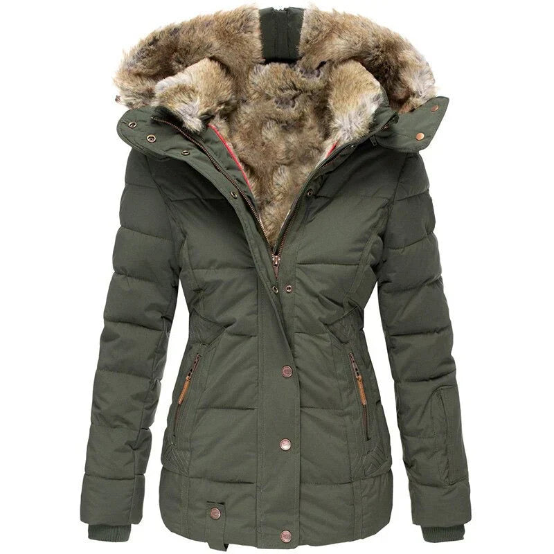WW | Stylish winter coat for women with fur lining