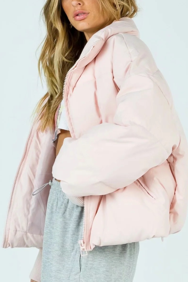 WW | Collar Zipper Pocket Thick Warm Cotton Jacket