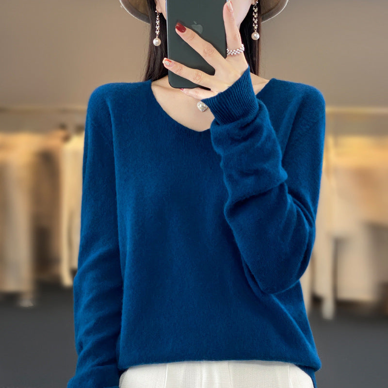 WW | Lockere Damenpullover mit V-Ausschnitt für Herbst und Winter