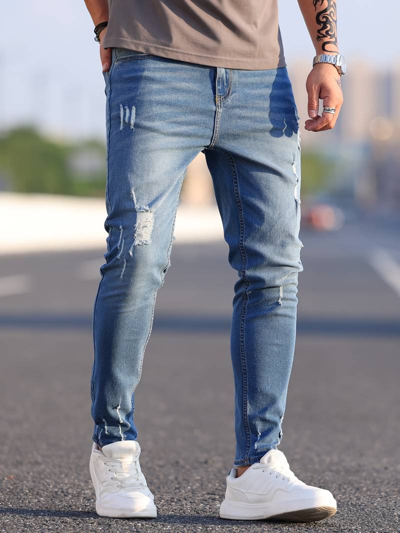 WW | Skinny Fit Jeans with Rips - Stretch Denim Pants for Everyday & Streetwear Style