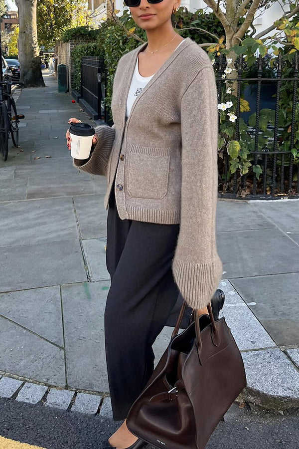 WW | doppelter Taschen Strickjacke