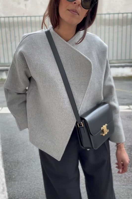 WW | und Struktur Faux Wool Revers Langarm Lose Jacke