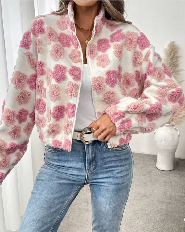 WW | Cozy fleece jacket with candy floral pattern