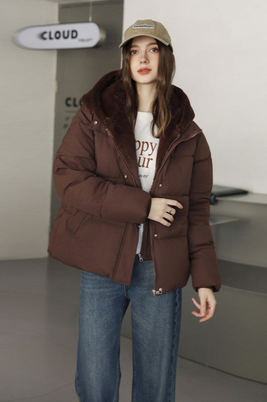 WW | Faux Fur Cropped Puffer Jacket