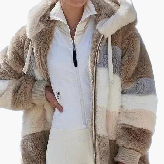 WW | Winter Hooded Jacket in Striped Design - Fashionable Leisure Jacket for Cold Days