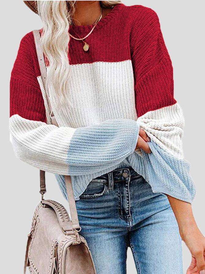 WW | Cozy colorblock knit sweater for autumn layering.