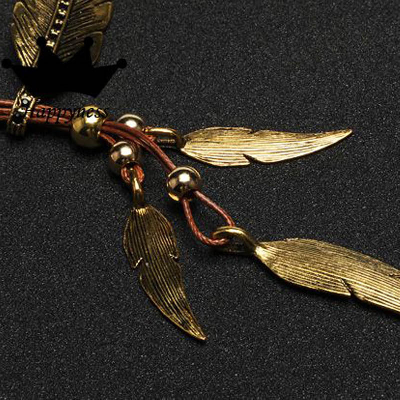 WW | Golden Feather Necklace In Bohemian Style