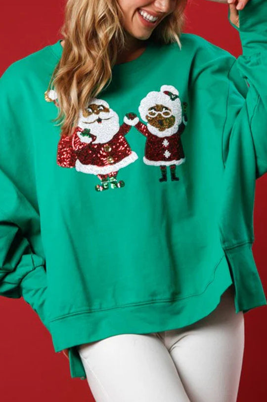WW | Santa Claus Sequin Casual Loose Long Sleeve Sweatshirt