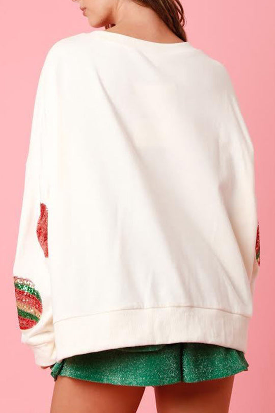 WW | Weihnachts-Ei Pailletten Lässiger Langarm Sweatshirt