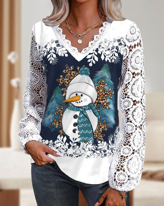 WW | Christme Schneemannmuster-Hemd