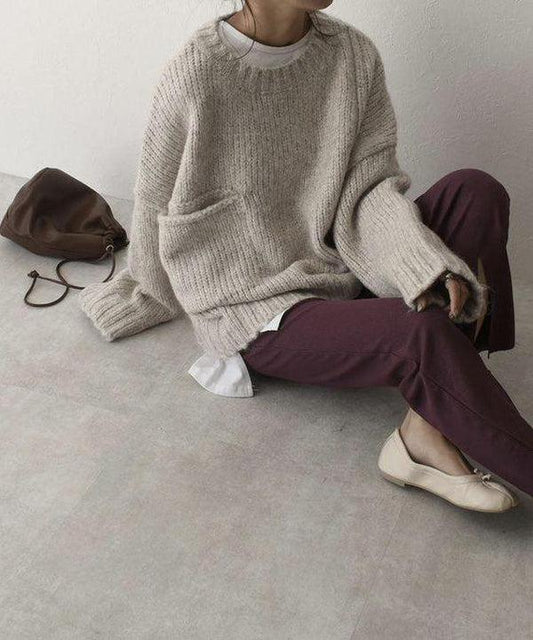 WW | Oversized Pullover with Pockets and Comfort in Ivory