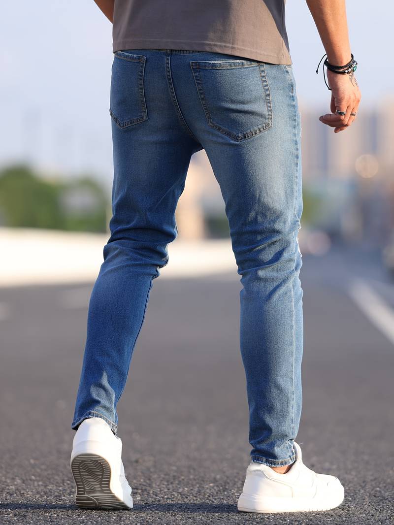 WW | Skinny Fit Jeans with Rips - Stretch Denim Pants for Everyday & Streetwear Style
