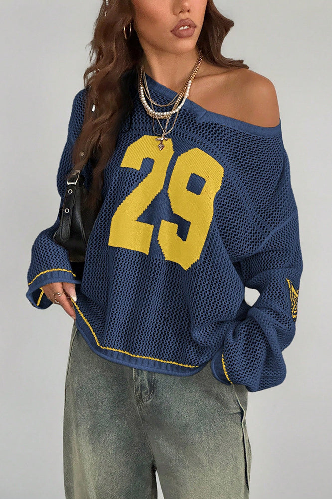 WW | Cozy V-neck knit sweater with digital print