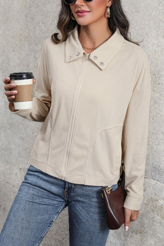 WW | Zip-Up Jacke - Minimalistisches Design - Leichte Baumwollmischung - Alltagslage