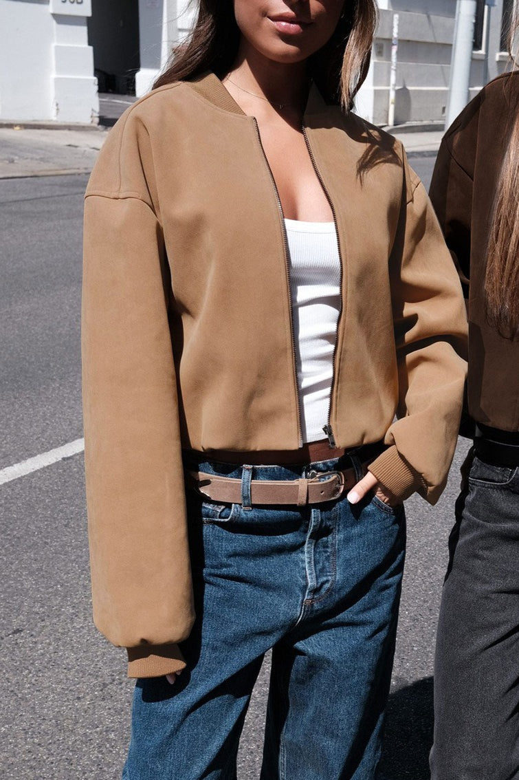 WW | Faux Suede Bomber Jacket