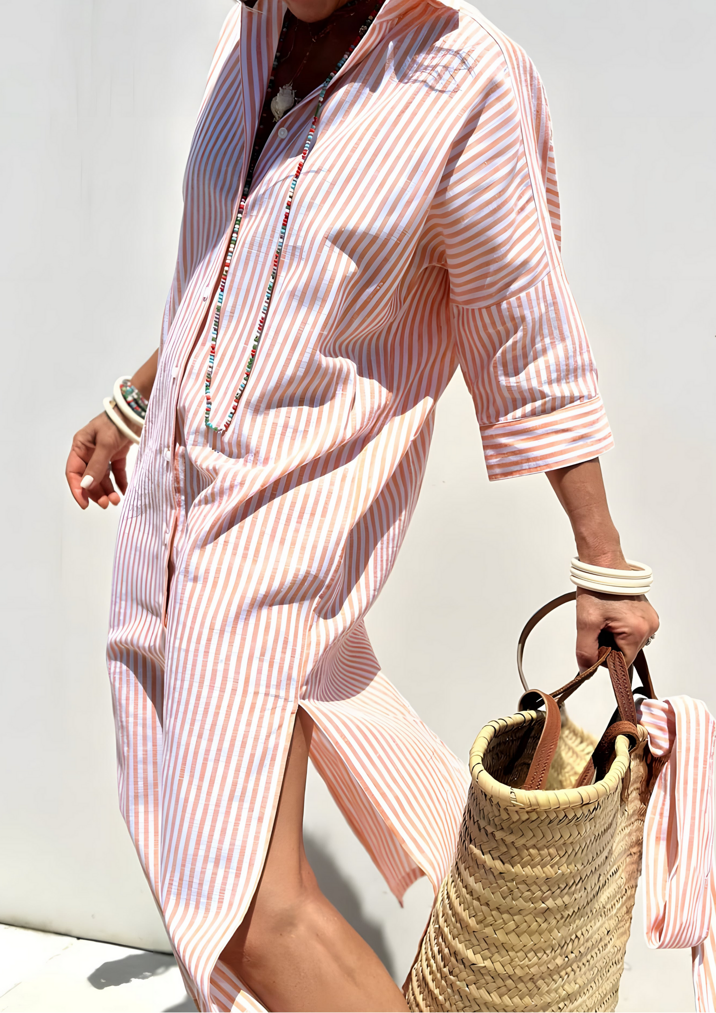 Soren Light Striped Dress with an Elegant Look - Pink