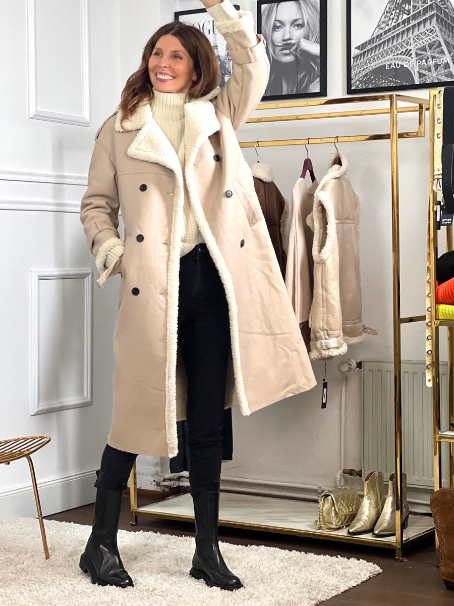 WW | Women's Soft Faux Fur Belt at the Waist Elegant Long Style
