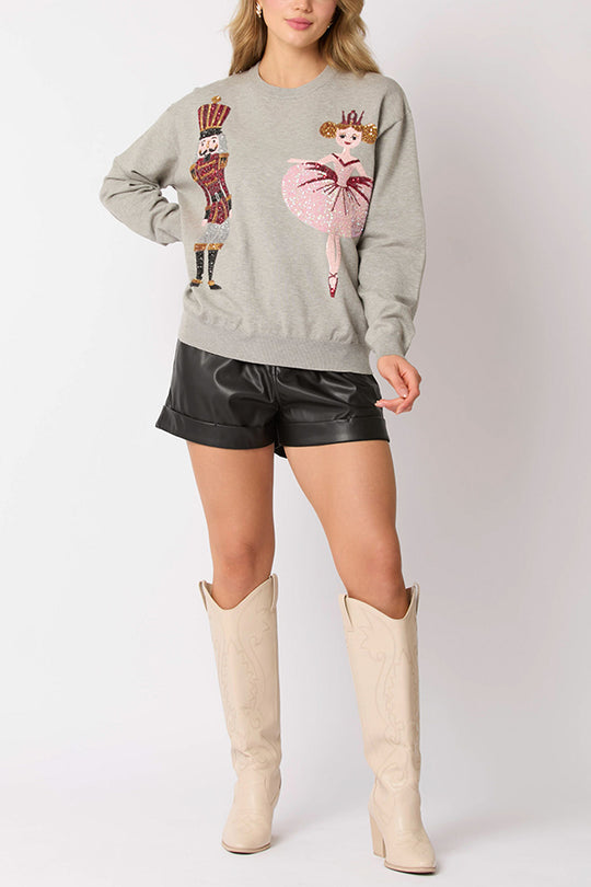 WW | Weihnachtssoldat Pailletten Mode Lässiger Sweatshirt