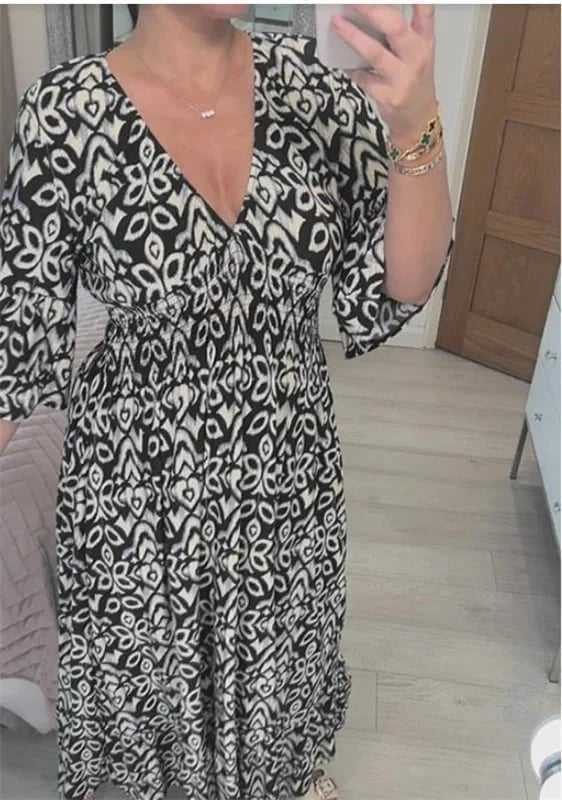Olivia | Kleid mit V-Ausschnitt und weiten Ärmeln