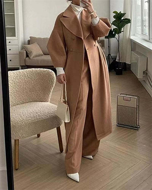 WW | Vintage-Wollmantel mit Lampenschirmärmeln und Revers