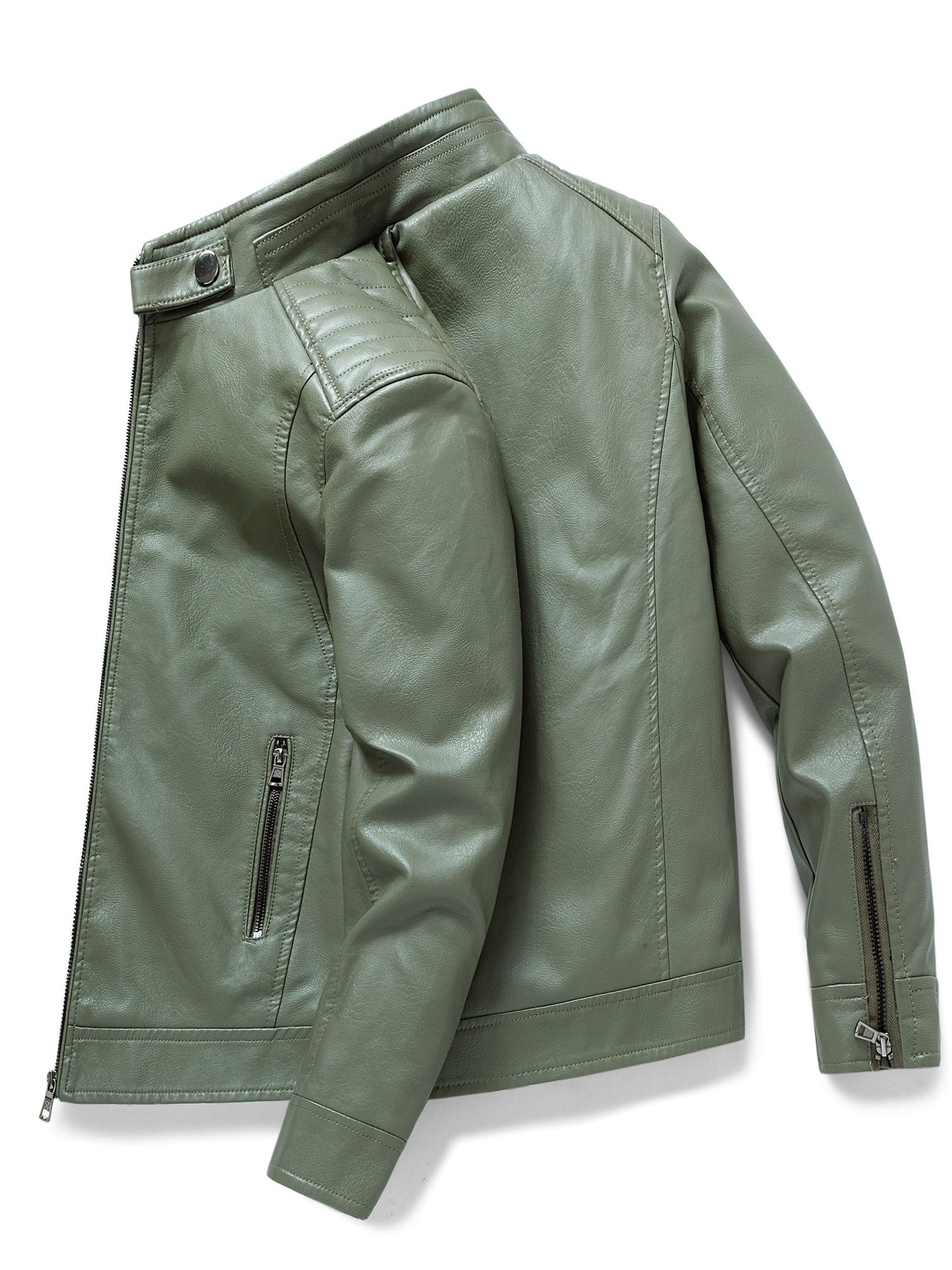 WW | Stylische Lederjacke mit Reißverschluss Taschen