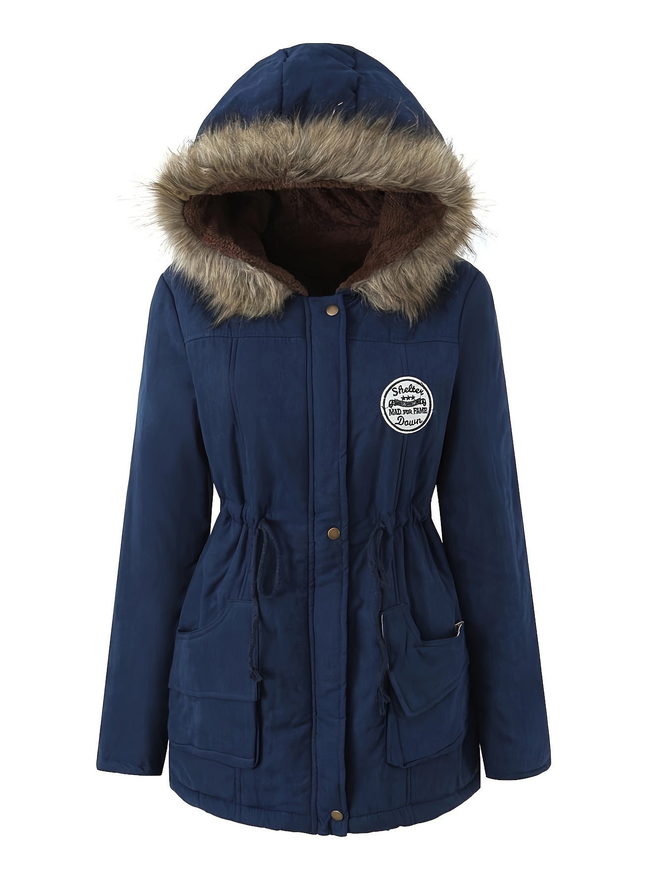 WW | Winter Jacket with Faux Fur Collar - Warm Parka Jacket with Drawstring and Pockets
