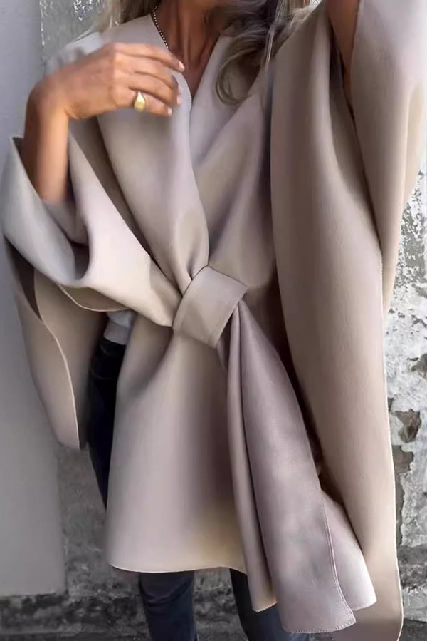 WW | Cozy, loose V-neck stole cape jacket