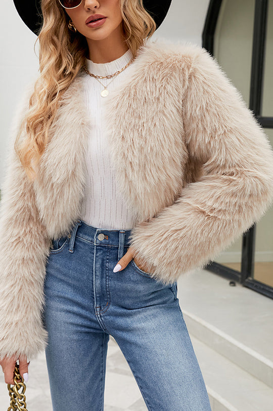 WW | Long Sleeve Short Casual Faux Fur Jacket