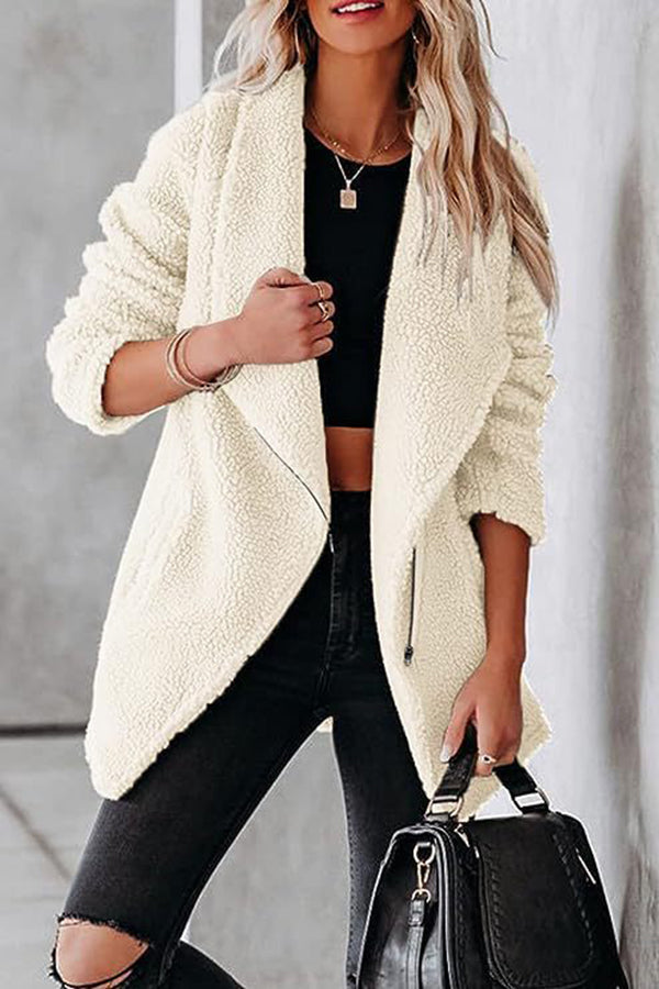WW | lässige Lammlederjacke mit Reißverschlusstaschen und Kastenveloursjacke