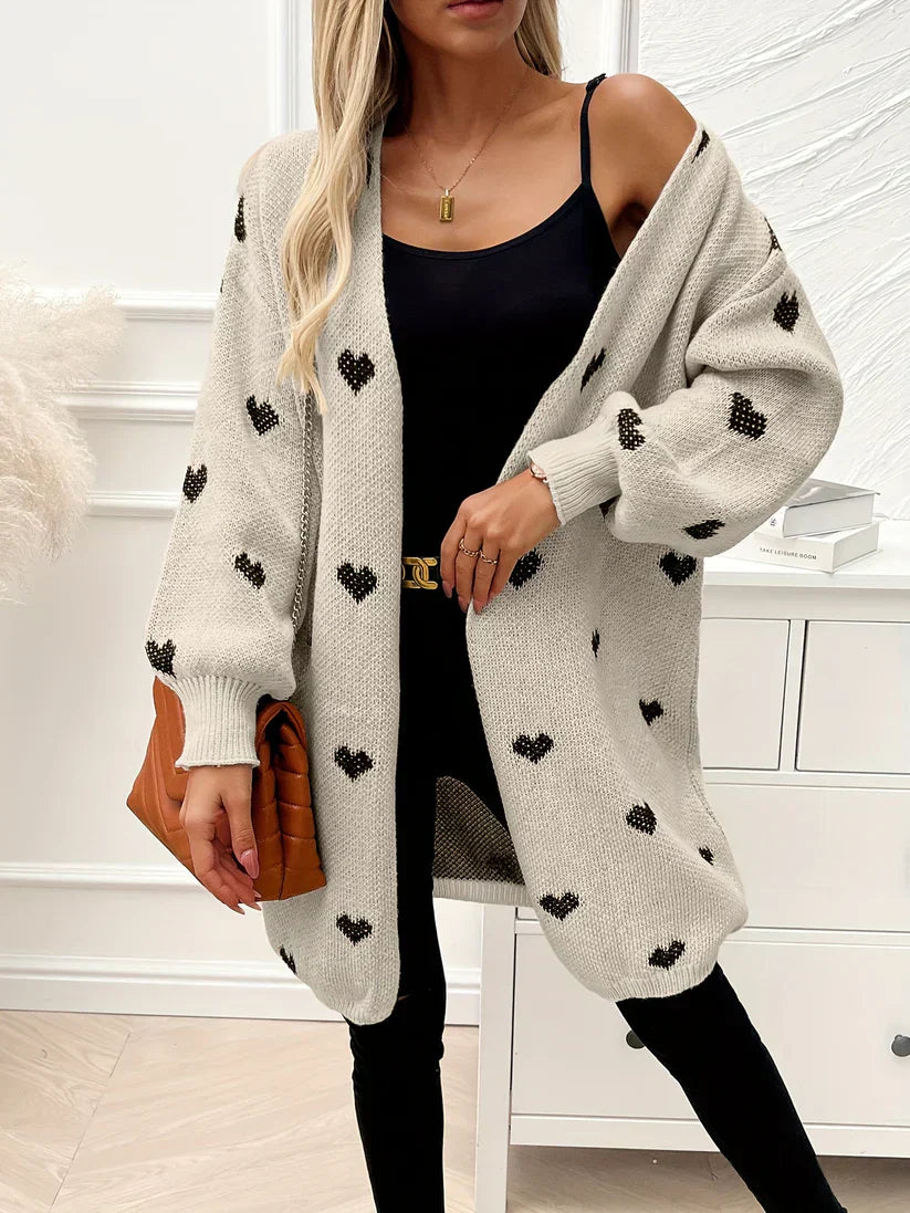 WW | Heart Pattern Wool Knit Cardigan for Women - Perfect for Everyday Wear