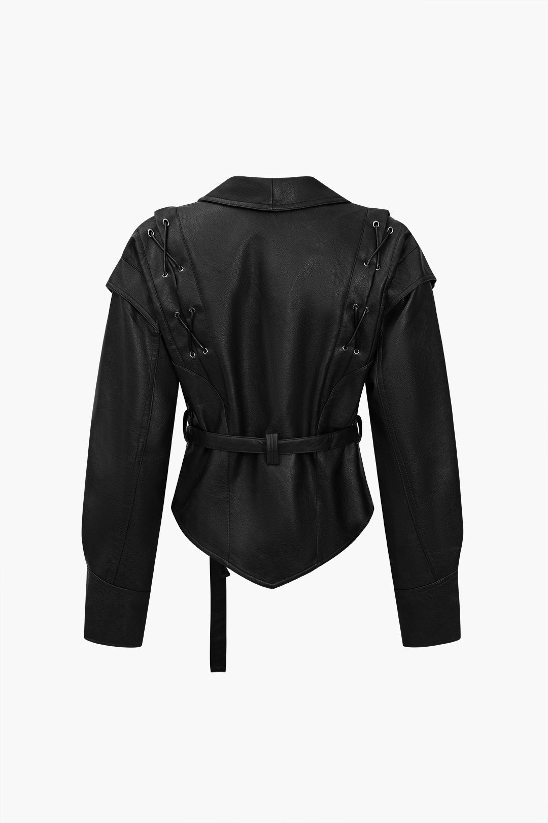 WW | Leder Krawattenfront Überknopfjacke